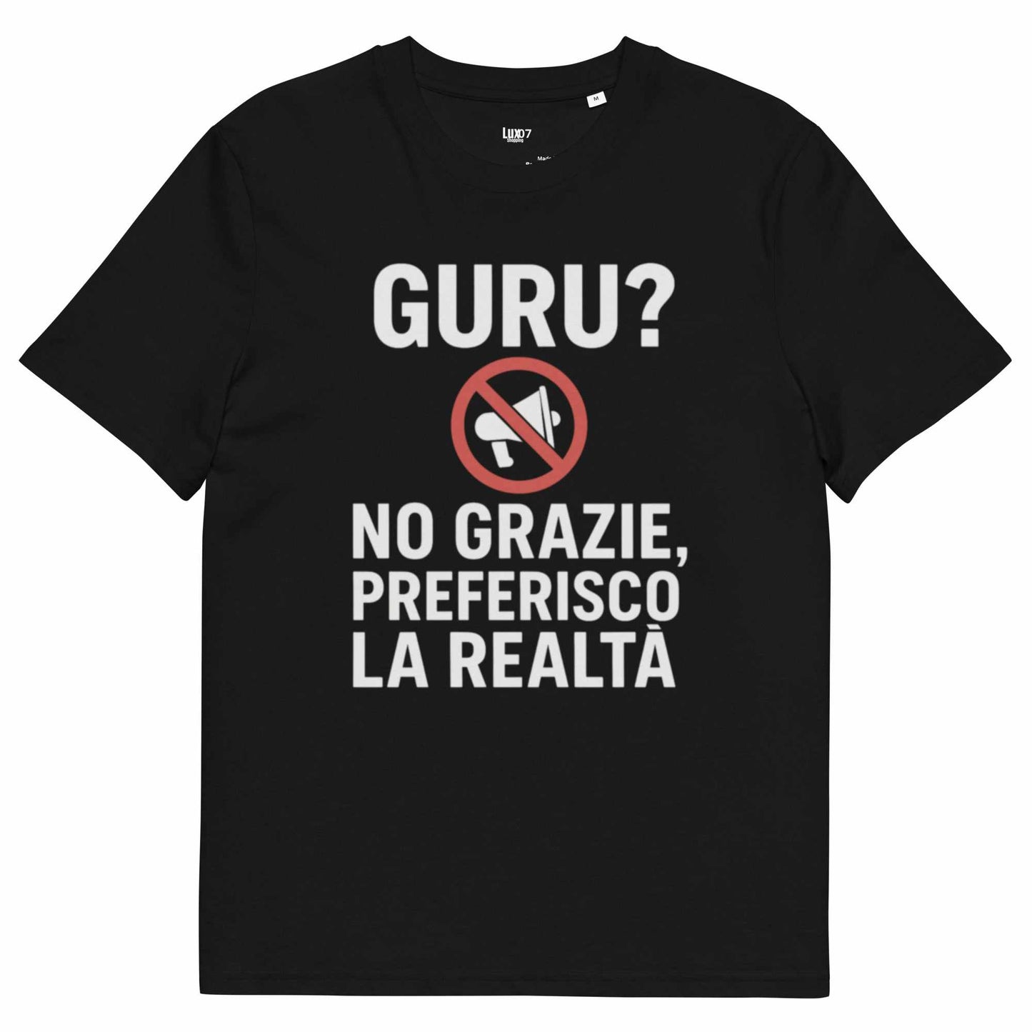 T-shirt anti-fuffaguru with bold statement design, black, comfortable fit.